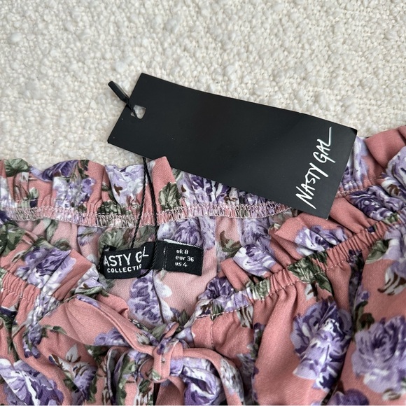 Nasty Gal Rose Floral Crop Top In Mauve - Picture 8 of 8